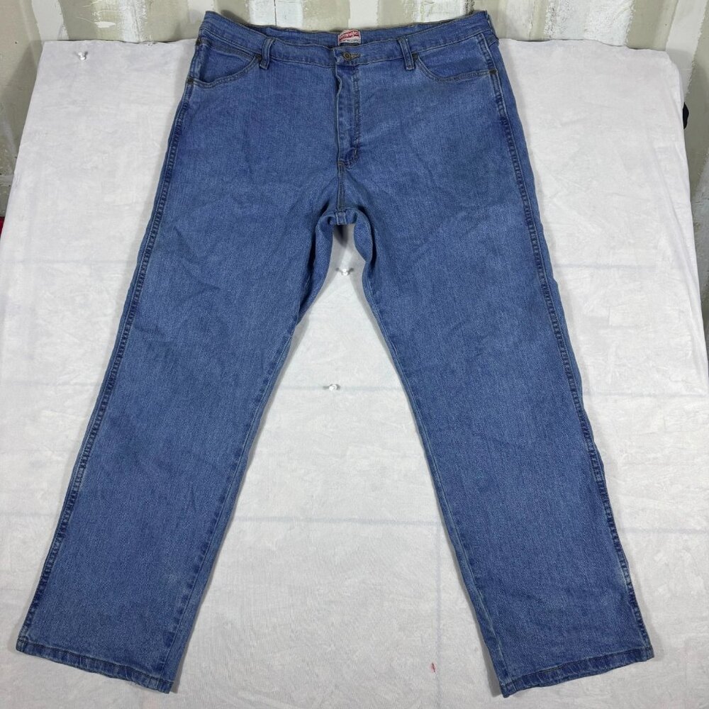 Wrangler Straight Leg Jeans Mens Blue Denim Stretch 5-Pockets Classic Size 38x30